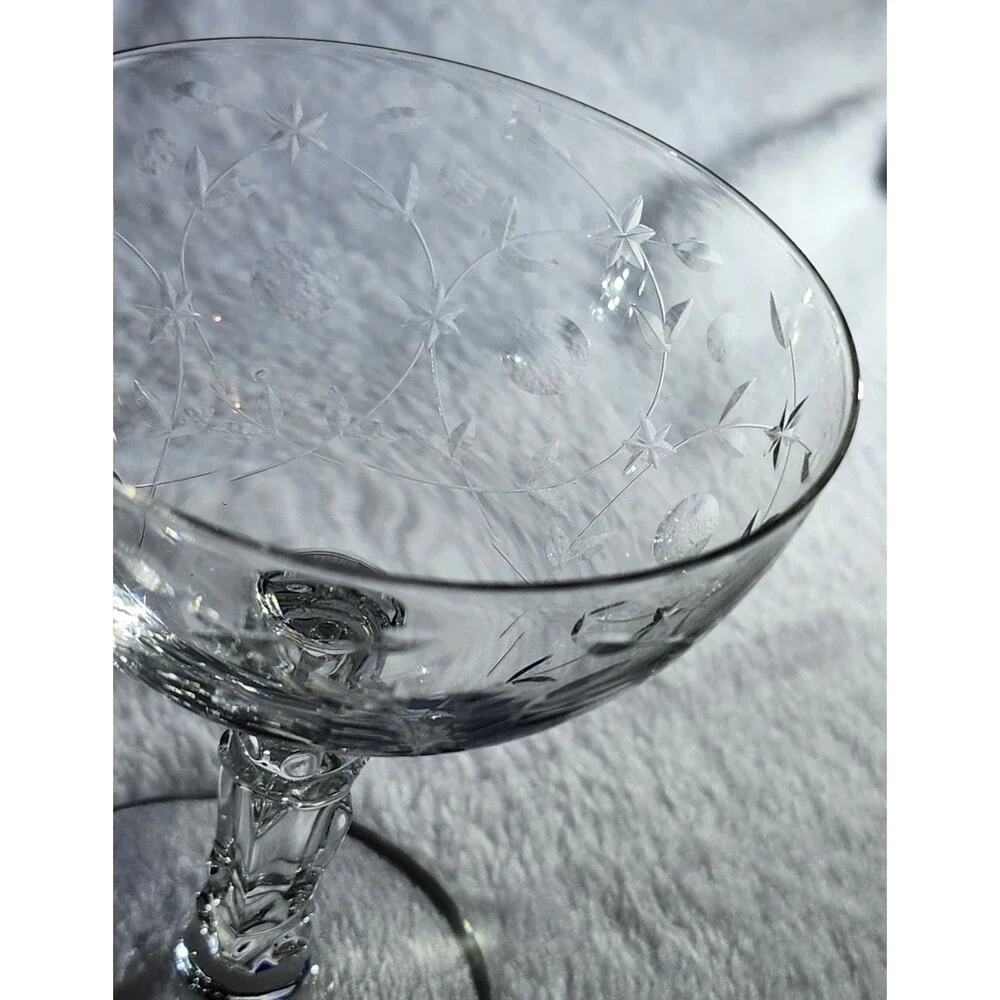 Vintage Champagne Glasses, Fostoria Christiana Pedestal Sherbet, Fine Crystal...